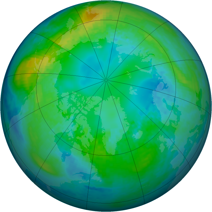 Arctic ozone map for 25 October 2001